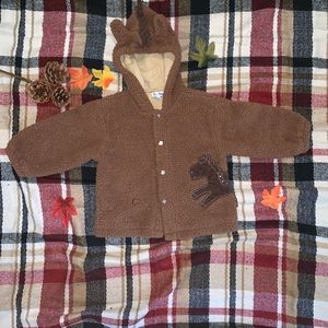Brown Toddler Animal Zip  Sherpa Hoodie